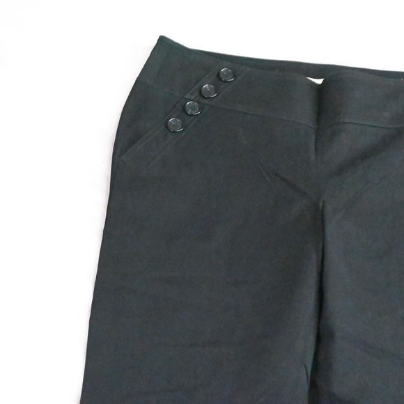 LOFT 6 Black Kate Side Zip Sailor Button Trouser Flare Dress Pants - Picture 2 of 5